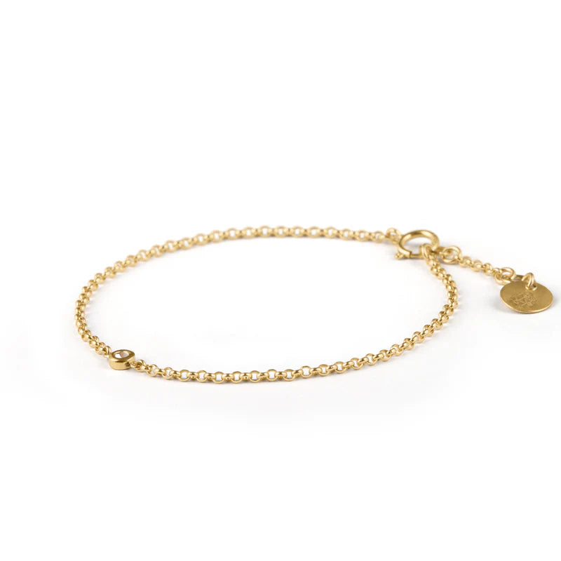 April Quartz Birthstone Chain Link Bracelet