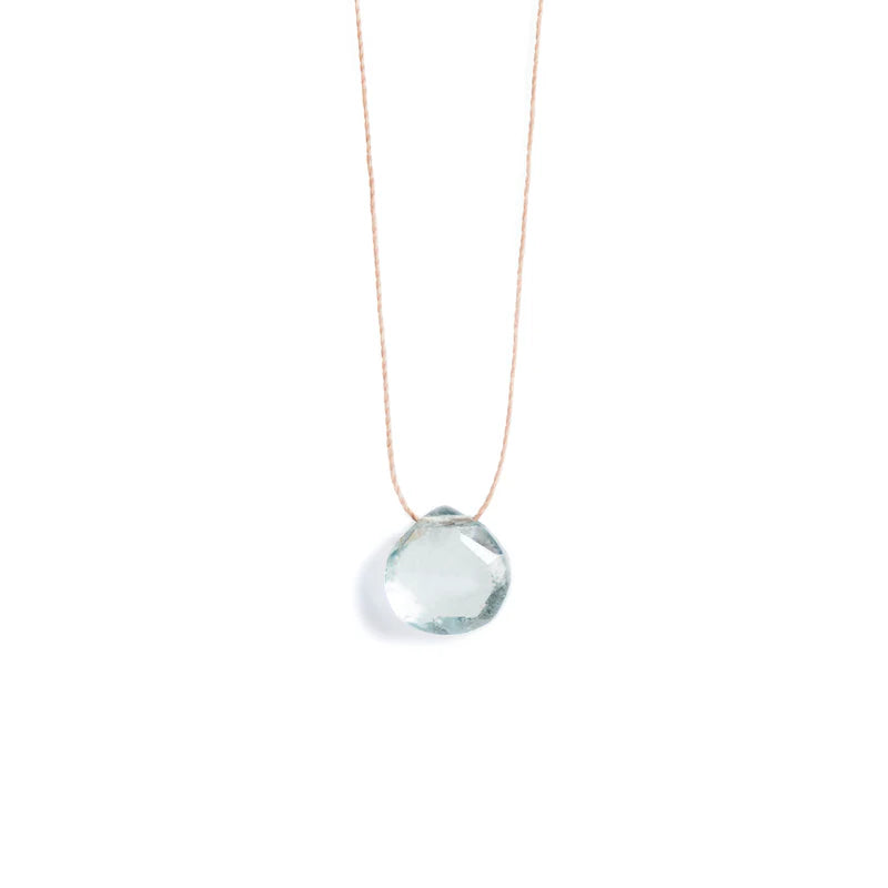 March Aquamarine Fine Cord Birthstone Necklace